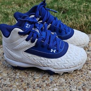 Under Armour Kids Royal Blue and White Cleats